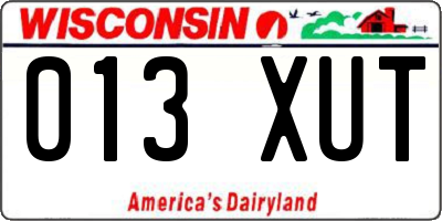 WI license plate 013XUT