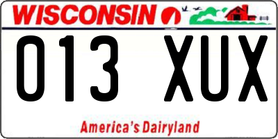 WI license plate 013XUX