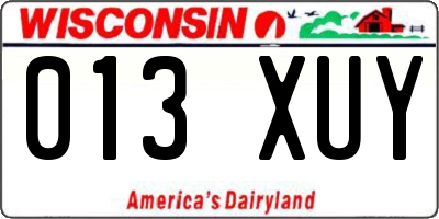 WI license plate 013XUY