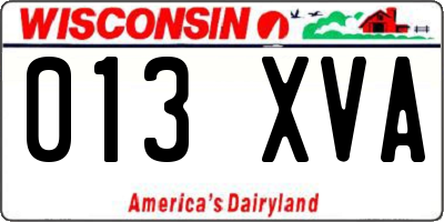 WI license plate 013XVA