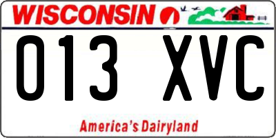 WI license plate 013XVC