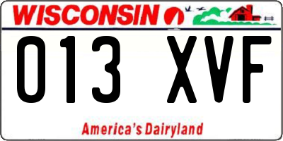 WI license plate 013XVF