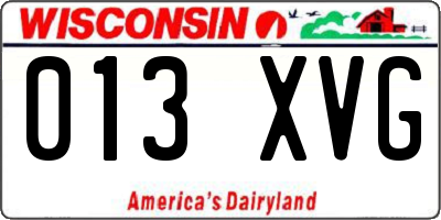 WI license plate 013XVG