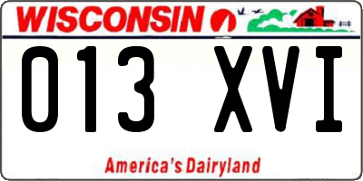 WI license plate 013XVI