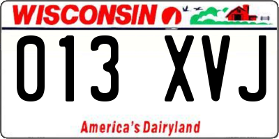WI license plate 013XVJ