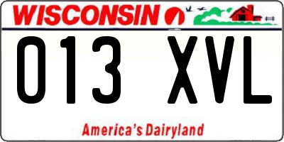 WI license plate 013XVL