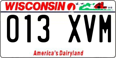 WI license plate 013XVM