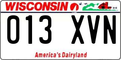 WI license plate 013XVN