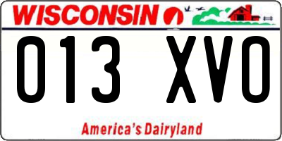 WI license plate 013XVO