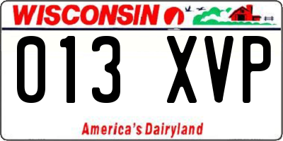 WI license plate 013XVP