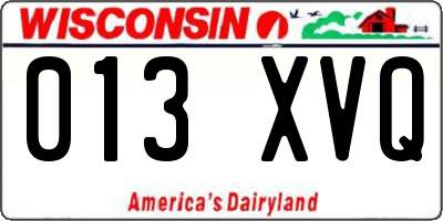 WI license plate 013XVQ