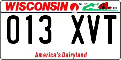 WI license plate 013XVT