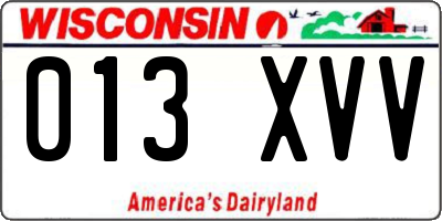 WI license plate 013XVV