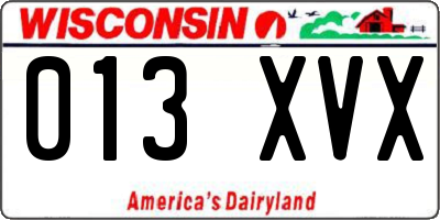 WI license plate 013XVX