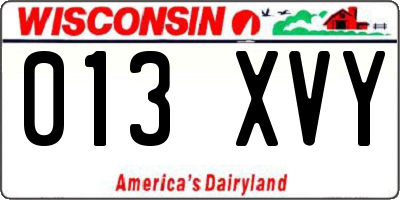 WI license plate 013XVY