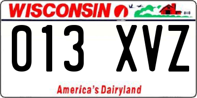 WI license plate 013XVZ