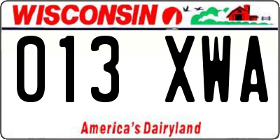 WI license plate 013XWA