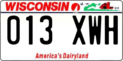WI license plate 013XWH