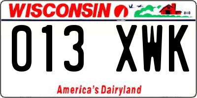 WI license plate 013XWK