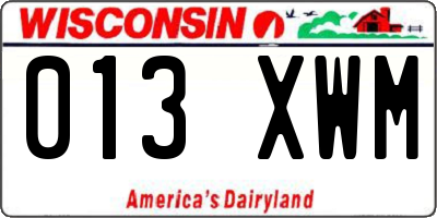 WI license plate 013XWM