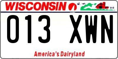 WI license plate 013XWN