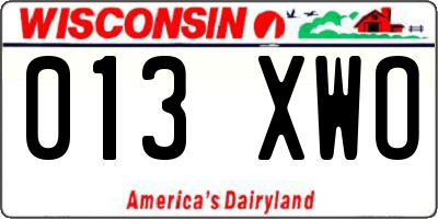 WI license plate 013XWO