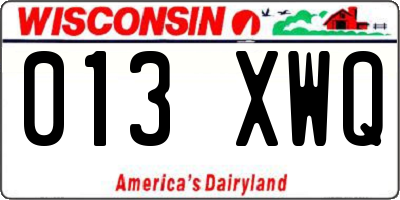 WI license plate 013XWQ