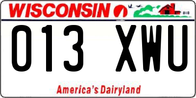 WI license plate 013XWU
