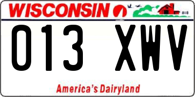 WI license plate 013XWV