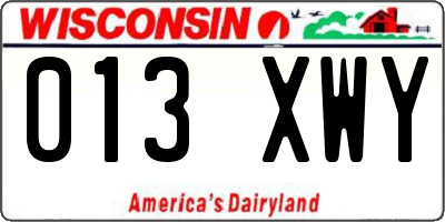 WI license plate 013XWY