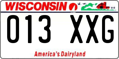 WI license plate 013XXG