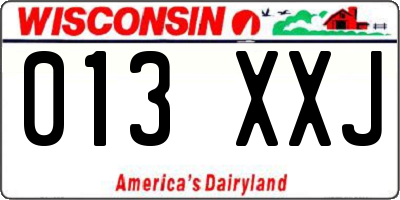 WI license plate 013XXJ