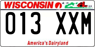 WI license plate 013XXM