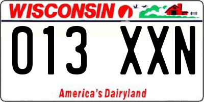 WI license plate 013XXN