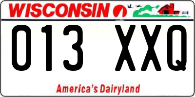 WI license plate 013XXQ
