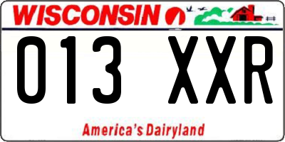 WI license plate 013XXR