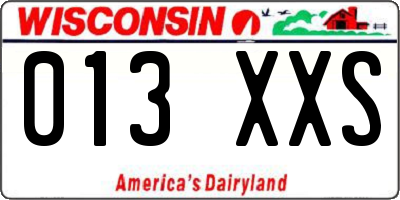 WI license plate 013XXS