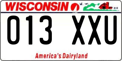 WI license plate 013XXU
