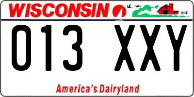 WI license plate 013XXY
