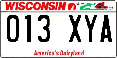 WI license plate 013XYA