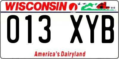 WI license plate 013XYB