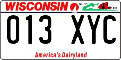 WI license plate 013XYC