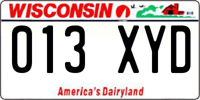 WI license plate 013XYD