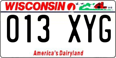 WI license plate 013XYG