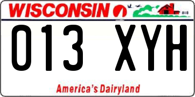 WI license plate 013XYH