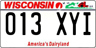 WI license plate 013XYI