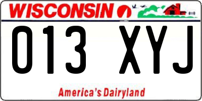 WI license plate 013XYJ