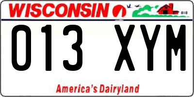 WI license plate 013XYM