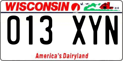 WI license plate 013XYN
