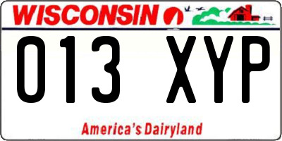 WI license plate 013XYP